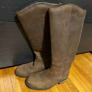 Knee high brown leather Uggs